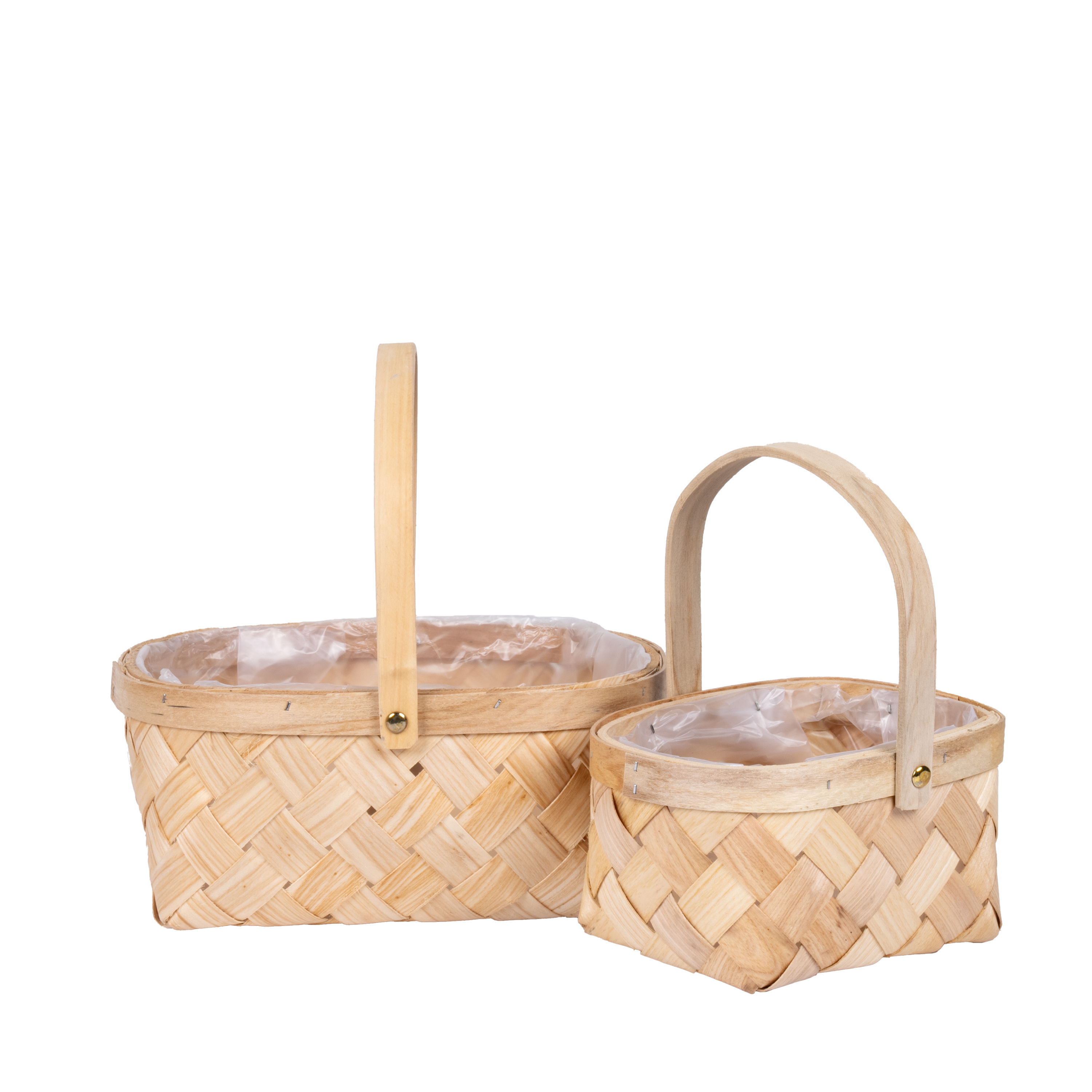 Wooden baskets 28,5x24xH13,5, 23,5x19,5xH13cm 2pcs